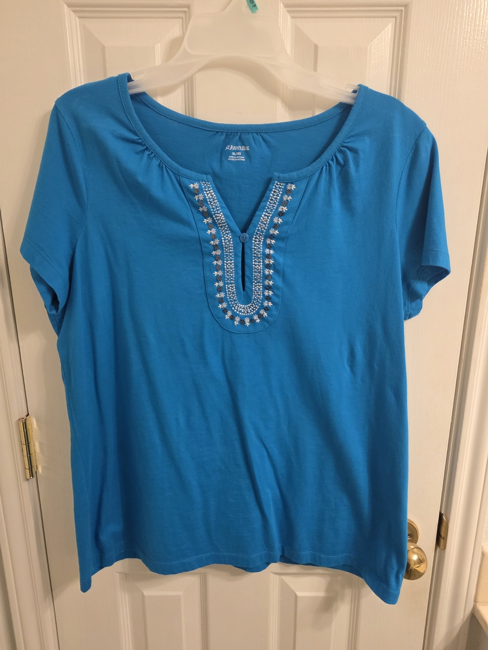St. John's Bay Blue Embellished Scoop Neck Tee